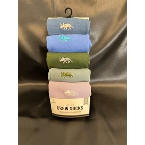 Men's Crew Socks 10-12 Triceratops Dinosaur Dino Novelty Fun Indie Unique NWT